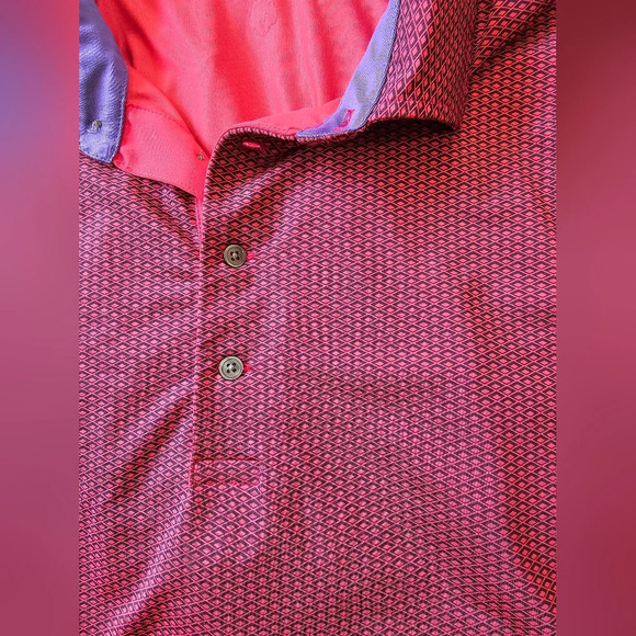 Greyson Men's Size XL Diamond Print Polo Shirt Golf Shirt Performance Short Slev - Picture 9 of 9